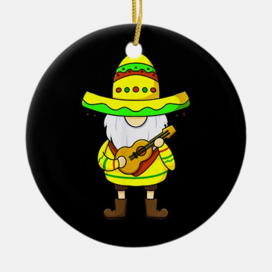 Gnome Cinco De Mayo Sombrero Guitar gnome Keramik Ornament (Vorne)