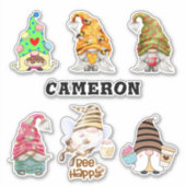 Gnome Collection Add Name Honey Bee Food Lover 8" Aufkleber (Vorderseite)