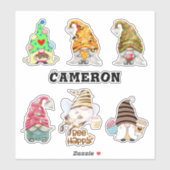 Gnome Collection Add Name Honey Bee Food Lover 8" Aufkleber (Blatt)