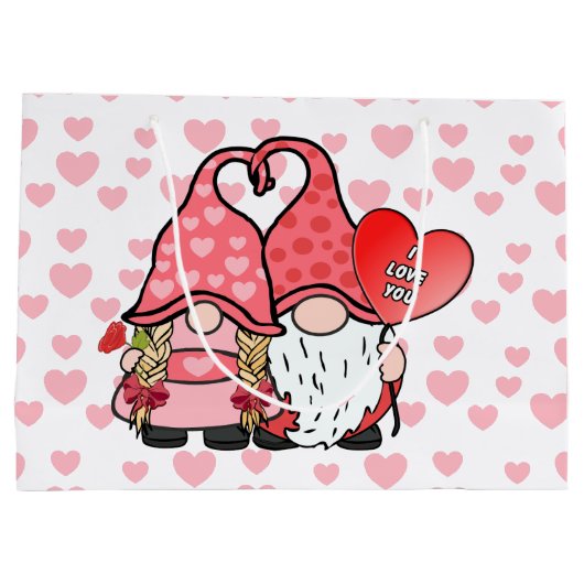 Gnome Couple Große Geschenktüte (Rückseite)
