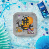 Gnome Couple Jack O' Lanterns Spuk House Pappteller (Party)