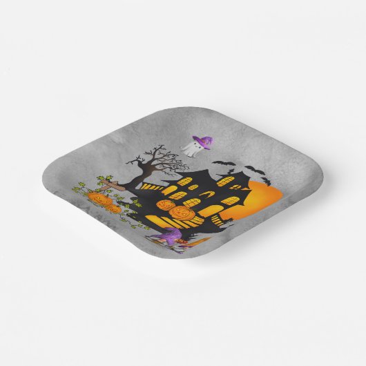 Gnome Couple Jack O' Lanterns Spuk House Pappteller (Gewinkelt)