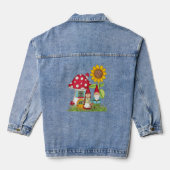 Gnome Couple Mushroom Zuhause Sunflower Womens Jeansjacke (Rückseite)