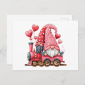 Gnome Couple Red Hearts Valentine Bahn Postkarte (Vorne/Hinten)