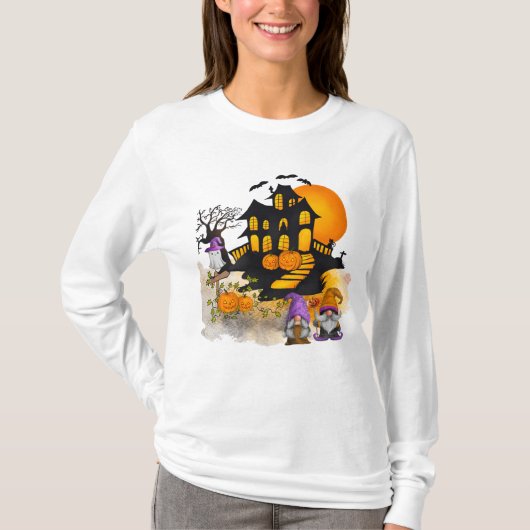 Gnome Couple, Spuk House, Ghost, JackO'Lanterns T-Shirt (Vorderseite)