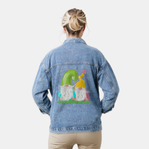 Gnome Couple Stehend im Gras Womens Jeansjacke