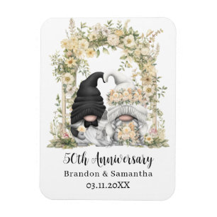 Gnome Cream Floral Arch 50. Hochzeitstag Magnet