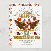 Gnome Dabbing Trukeys Erntedank Day Einladung (Vorne/Hinten)