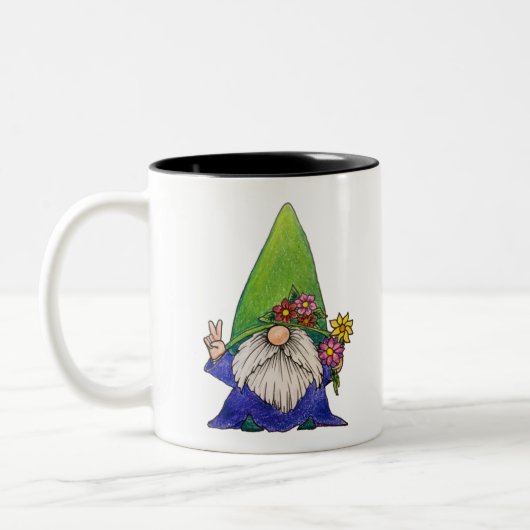 Gnome Day Hippy Zweifarbige Tasse (Links)