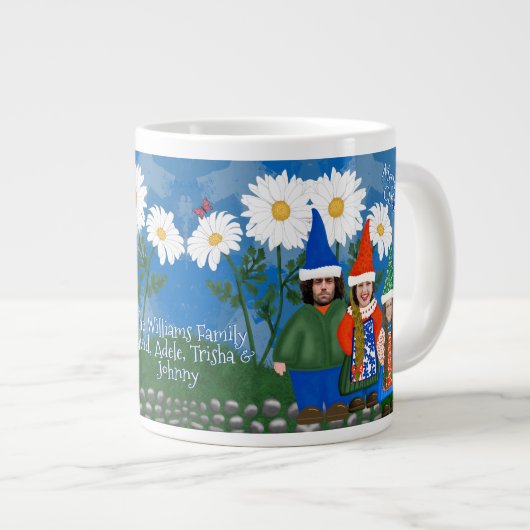 Gnome Deine Familie frohe Weihnachten Jumbo-Tasse (Vorderseite Rechts)