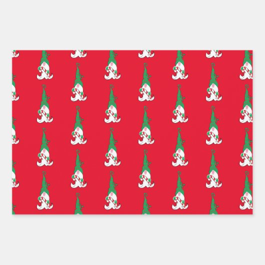 Gnome Elf Wrapping Paper Flat Sheet Set 3 Geschenkpapier Set (Vorderseite)