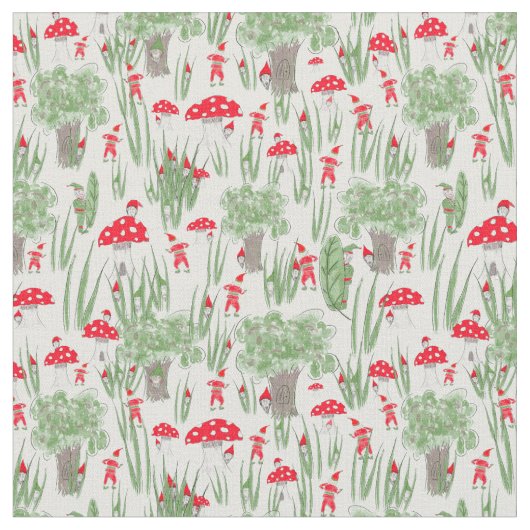 Gnome Fabric: "Gnome Hide-and-Seek Stoff (Nahaufnahme)