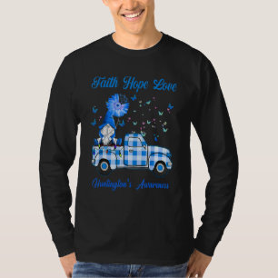 Gnome Faith Hope Liebe Huntington's Awareness T-Shirt