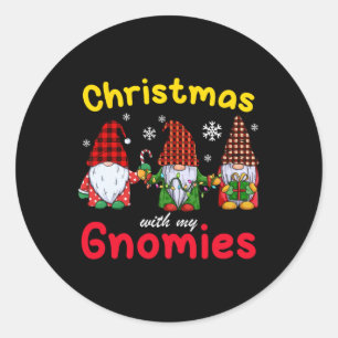 Gnome Familie Weihnachten Frauen Männer erhalten L Runder Aufkleber