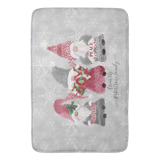 Gnome Familie Weihnachten Liebe Joce Peace Snowfla Badematte (Vorderseite Vertikal)