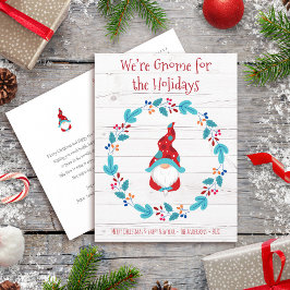 Gnome for Holidays Niedlich Elf Floral Wreath Rust Feiertagspostkarte