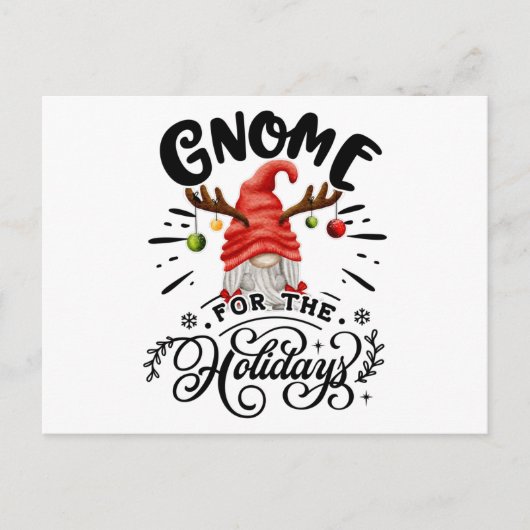 Gnome For The Holidays Christmas Gnome Antlers Postkarte (Vorderseite)