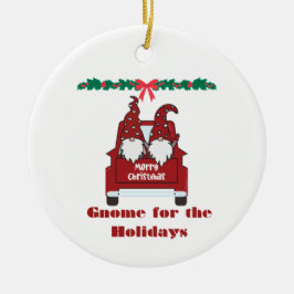 Gnome for the Holidays on a Keramik Ornament