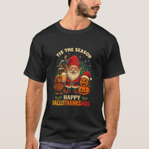 Gnome Frohe Hallothanksmas T-Shirt Halloween Ernte