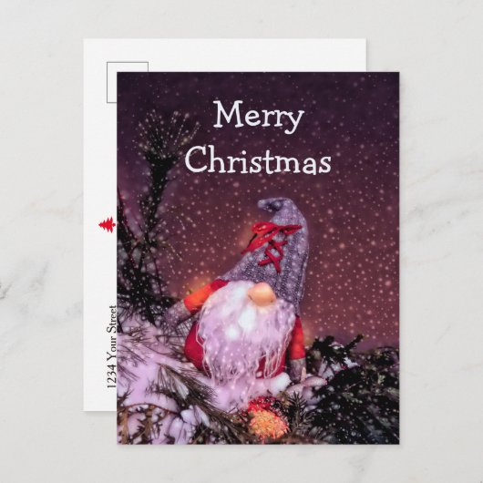 Gnome frohe Weihnachten für den Urlaub Postkarte (Vorne/Hinten)