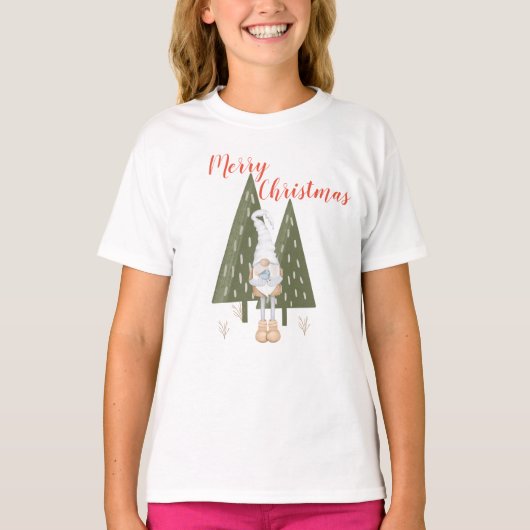 Gnome frohe Weihnachten für Mädchen Matching T-Shirt (Vorderseite)