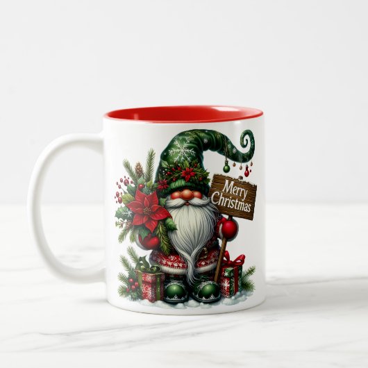 Gnome Frohe Weihnachten Zweifarbige Tasse (Links)