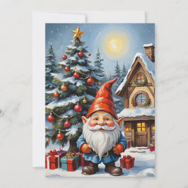 Gnome Funny Trendy Whimsical Fantasy Kein Foto Feiertagskarte