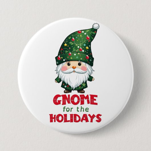 Gnome für den Urlaub Funny & Adorge Weihnachten Button (Vorderseite)