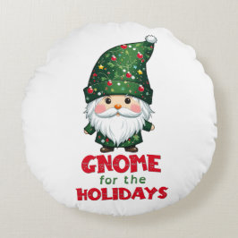 Gnome für den Urlaub Funny & Adorge Weihnachten Rundes Kissen