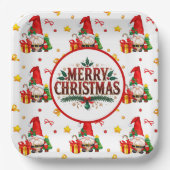 Gnome für die Ferien Pappteller (Vorderseite)