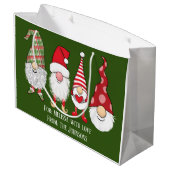 Gnome für die Weihnachtsfeiertage Weihnachten Große Geschenktüte (Rückseite Schrägansicht)