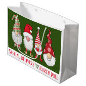 Gnome für die Weihnachtsfeiertage Weihnachten Große Geschenktüte (Vorderseite Schrägansicht)