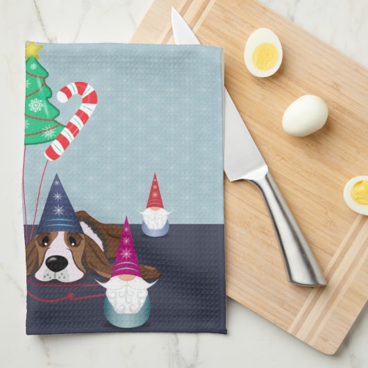 Gnome für Ferien Geschirrtuch (Viertel Falte)