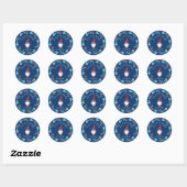 Gnome für Holidays Modern Floral Wreath Blue Runder Aufkleber (Blatt)
