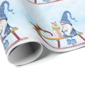 Gnome für Weihnachten dekoriert Schlitten Geschenkpapier (Rolleneckpunkt)