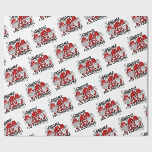 Gnome für Weihnachten Karierte Rustikale Landhaus Geschenkpapier (Flach)