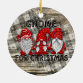 Gnome für Weihnachten Karierte Rustikale Landhaus Keramik Ornament (Hinten)