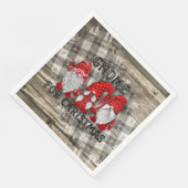 Gnome für Weihnachten Karierte Rustikale Landhaus Serviette (Ecke)