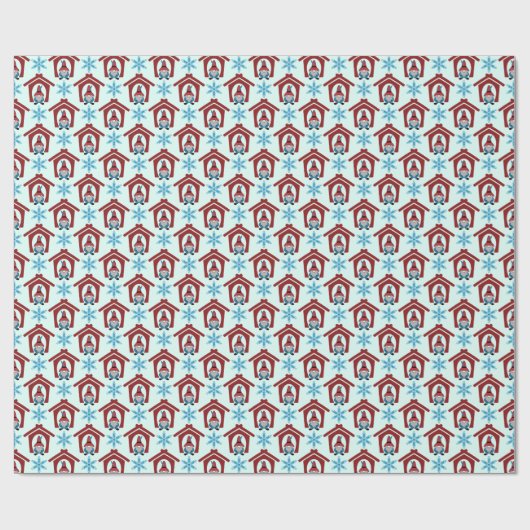 Gnome für Weihnachten Pattern Red Blue Geschenkpapier (Flach)
