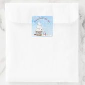 Gnome für Weihnachten Schneefall auf Gnome Zuhause Quadratischer Aufkleber (Tasche)