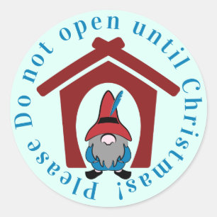 Gnome für Weihnachtsrotes Blau Runder Aufkleber