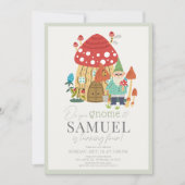 Gnome Garden Mushroom Green Boy Geburtstag Einladung (Vorderseite)