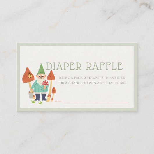 Gnome Garden Mushroom Green Diaper Raffel Ticket Begleitkarte (Vorderseite)