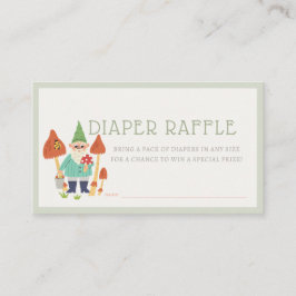 Gnome Garden Mushroom Green Diaper Raffel Ticket Begleitkarte