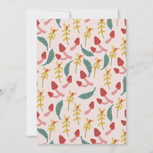 Gnome Garden Mushroom Pink Girl Babydusche Einladung (Rückseite)