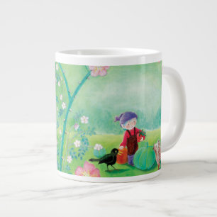Gnome-Gärtner, Blackbird, Igel und Weißer Kaninche Jumbo-Tasse