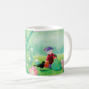 Gnome-Gärtner, Blackbird, Igel und Weißer Kaninche Kaffeetasse