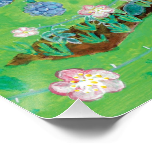 Gnome-Gärtner, Blackbird, Igel und Weißer Kaninche Poster (Ecke)