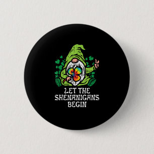 Gnome Gefärbte Krawatte Kleeblatt Gelassen Shenani Button