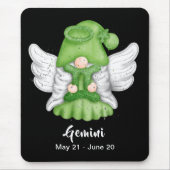 Gnome Gemini Astrologie Signatur Angel Maus Pad Mousepad (Vorne)